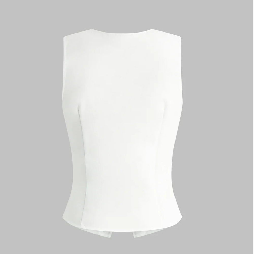 NWT Commense Linen Blends Button Up Tank Blouse in White Size Large - Picture 2 of 14